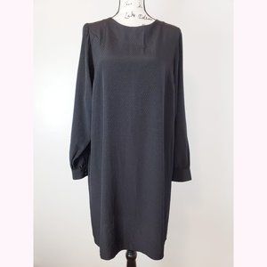 EXPRESS Black Dress Long Sleeve Keyhole Shift Dress Size L